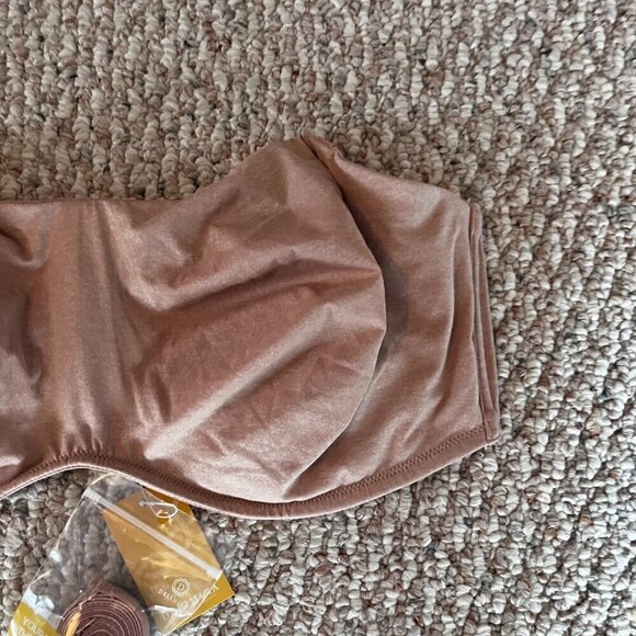 Delimira Women's Underwire Strapless Bra 46DD Oatmeal NWT Removable Straps - Picture 3 of 9